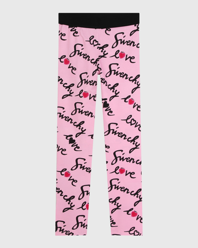 Givenchy Kids' Logo-print Heart-print Leggings In Pink