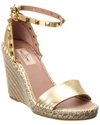 VALENTINO GARAVANI ROCKSTUD 100 LEATHER WEDGE SANDAL