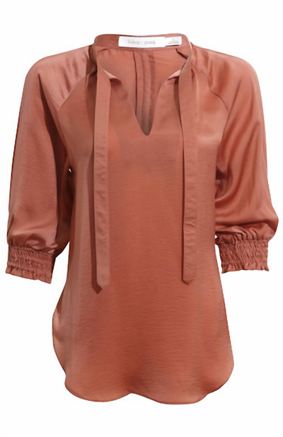 BISHOP + YOUNG 3/4 SLEEVE BLOUSE IN CORAL