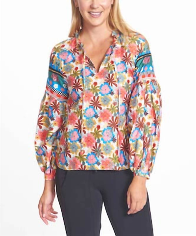 Emily Lovelock Emma Tiger Print Blouse In White Multi