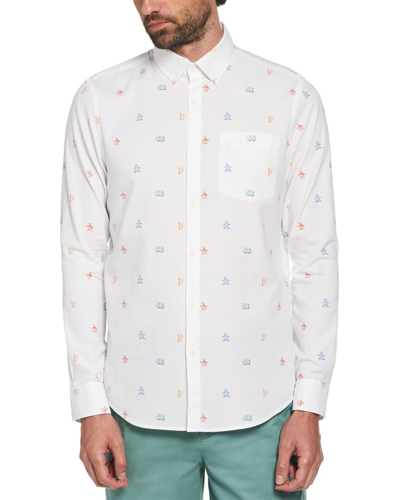 Original Penguin Oxford Mini Collegiate Print Shirt In White