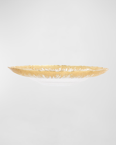 Vietri Rufolo Glass Metallic Brushstroke Medium Shallow Bowl In Gold