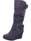 TOP MODA PURE WOMENS FAUX LEATHER MID-CALF WEDGE BOOTS