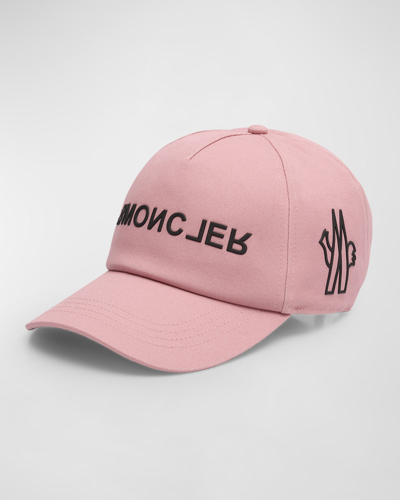 Moncler Gabardine Logo Baseball Cap In Pink