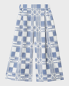 BURBERRY GIRL'S MAYA WINDOWPANE EKD WIDE-LEG PANTS