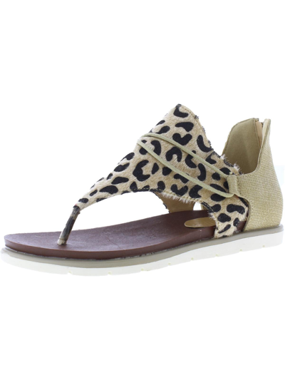 Shoe'n Tale Womens Canvas Leopard Print Thong Sandals In Brown