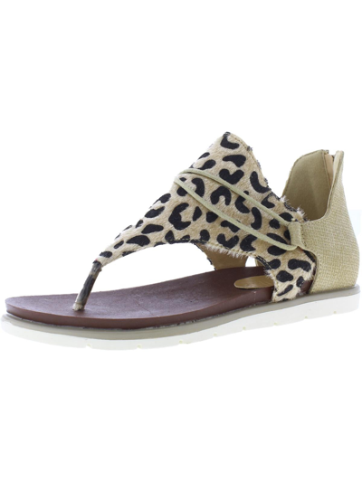 Shoe'n Tale Womens Canvas Leopard Print Thong Sandals In Multi