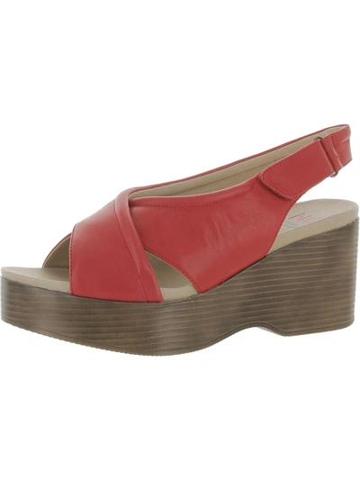 National Comfort Alanis Womens Leather Open Toe Wedge Sandals In Red