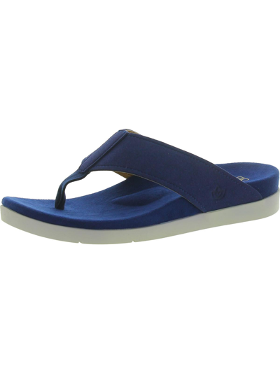 Spenco Hampton Womens Faux Suede Slip On Thong Sandals In Blue