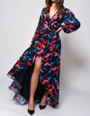 HUTCH BRIDGE DRESS IN MULTI SQUIGGLE LEAVES CHIFFON