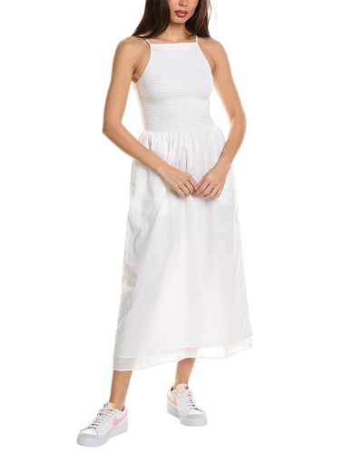 Joie Lori Shirred Linen-blend Midi Dress In White