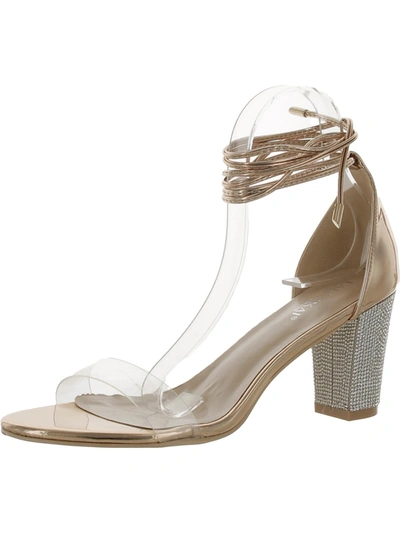 Lala Ikai Womens Rhinestone Ankle Strappy Sandals In Gold