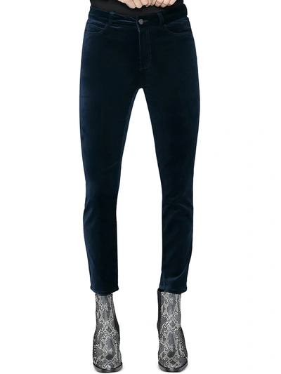 Paige Hoxton Womens High Rise Velvet Ankle Jeans In Blue