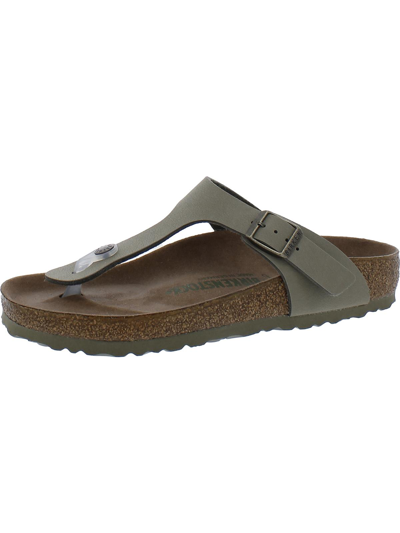 Birkenstock Gizeh Bs Womens Faux Leather Slide T-strap Sandals In Grey