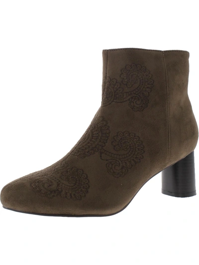Aomo Love Womens Floral Print Ankle Booties In Brown