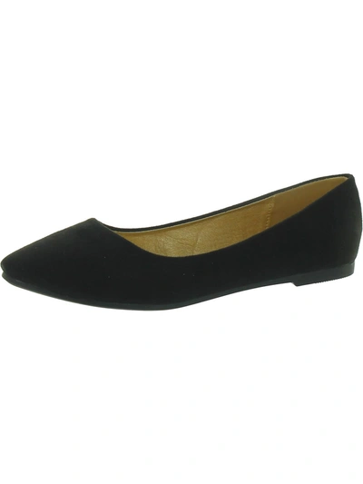 Sandalup Womens Faux Suede Slip-on Ballet Flats In Black