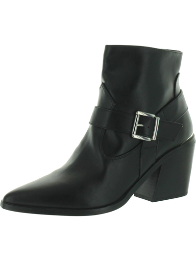 Steve Madden Toledo Womens Faux Leather Pointed Toe Ankle Boots In Black
