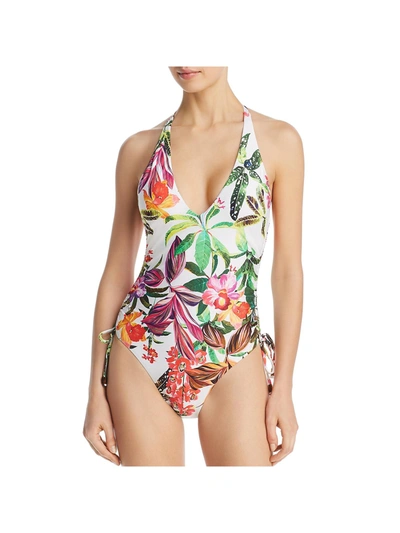 Trina Turk Miami Womens Halter Floral One-piece Swimsuit In Multi