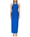 Herve Leger Halter Bandage Gown In Blue