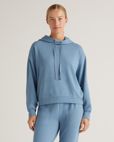 Quince Women's Supersoft Fleece Pullover Hoodie In Chambray Blue
