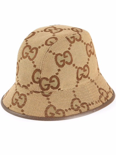 Gucci Jumbo Gg Bucket Hat In Beige