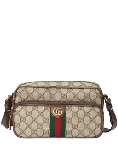 Gucci Ophidia Small Shoulder Bag In Brown