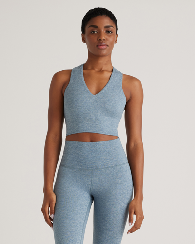 Quince Women's Ultra-soft V-neck Cropped Tank Top In Heather Sky Blue