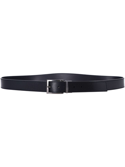 Emporio Armani Leather Reversible Belt In Black