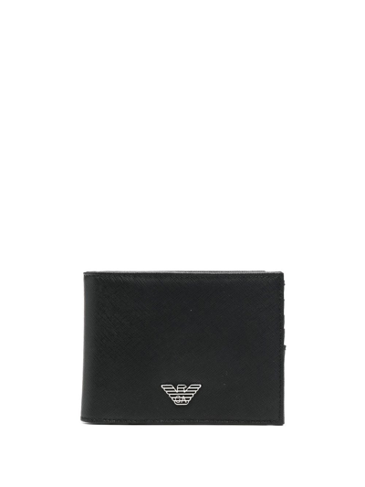 Emporio Armani Leather Bifold Wallet In Black