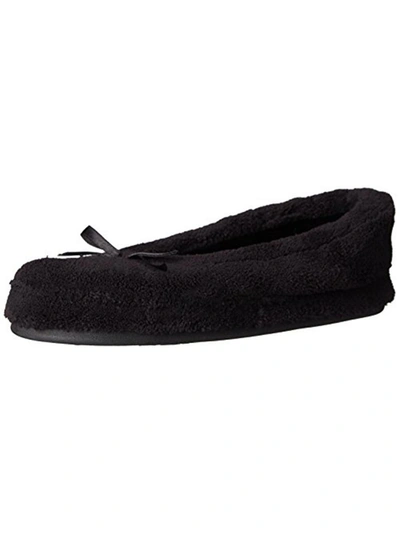 Daniel Green Abigail Womens Bow Slip On Fleece Slippers In Black