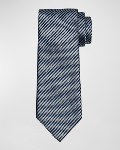 Zegna Men's Cento Fili Mulberry Silk Stripe Tie In Bright Blue