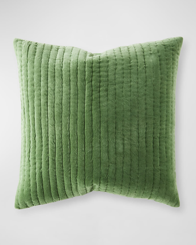 John Robshaw Velvet Quilted Euro Sham In Moss