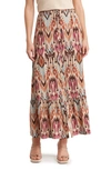 Dr2 By Daniel Rainn Paisley Button Front Maxi Skirt In Sand