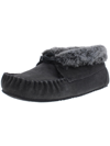 Minnetonka Cabin Womens Suede Faux Fur Booties In Black