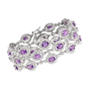 ROSS-SIMONS AMETHYST 3-ROW BRACELET WITH DIAMOND ACCENT IN STERLING SILVER