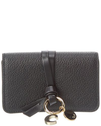 Chloé Alphabet Leather Card Holder In Black