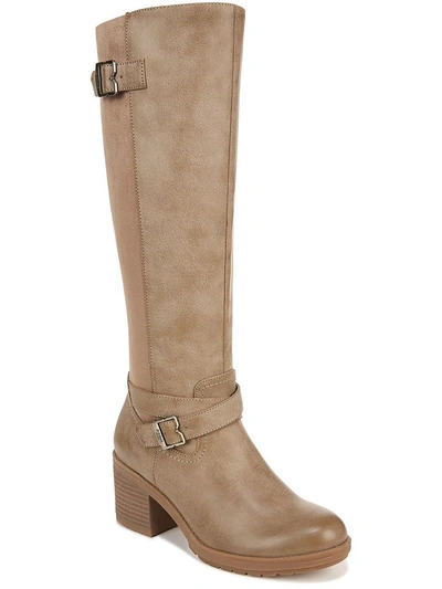 Dr. Scholl's Shoes Prairie Womens Faux Leather Block Heel Knee-high Boots In Grey