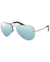 Ray Ban Rb3449 59mm Mirrored Semi-rimless Aviator Sunglasses In Black