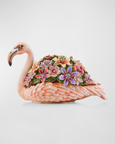 Jay Strongwater Floral Flamingo Box In Multi