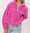 PRETTY GARBAGE TAKE YOUR TIME SHERPA PULLOVER IN PINK