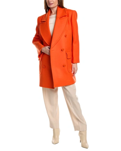 Michael Kors Double Breasted Chesterfield Wool Coat In Orange