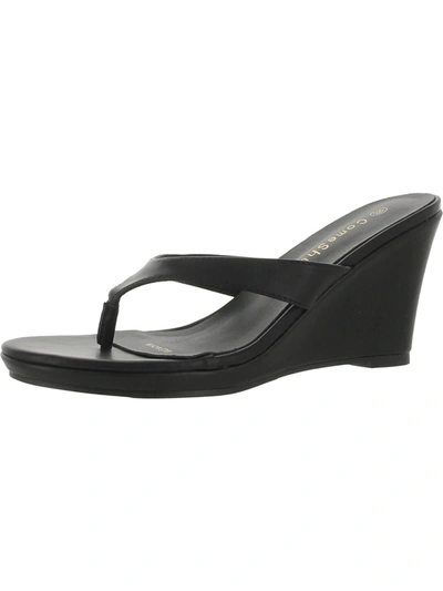 Comeshun Womens Faux Leather Slip-on Thong Sandals In Black