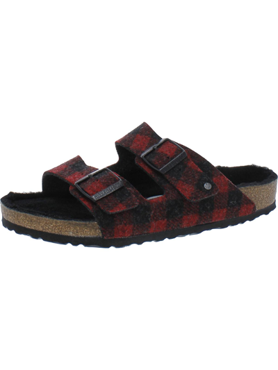 Birkenstock Arizona Rivet Womens Wool Cozy Slide Sandals In Red