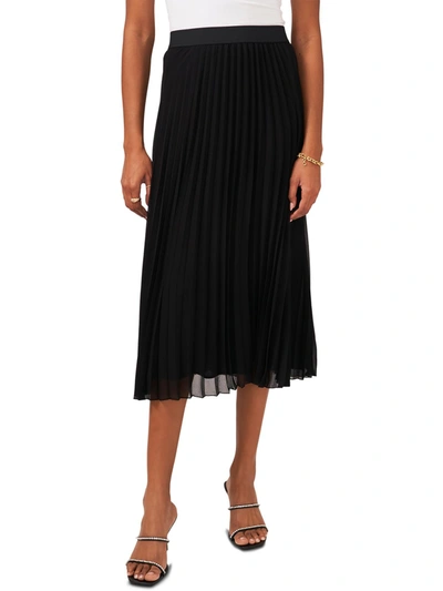 Vince Camuto Womens Chiffn Midi Pleated Skirt In Black