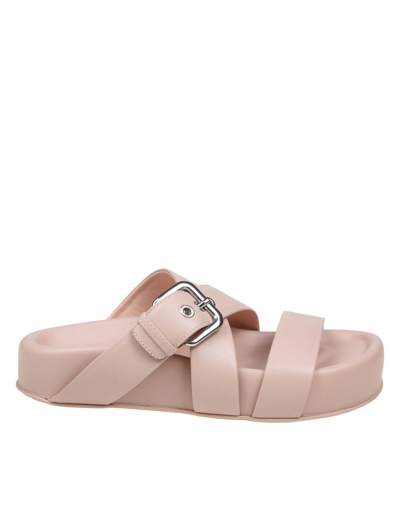 AGL ATTILIO GIUSTI LEOMBRUNI JANE SLIDES IN NUDE LEATHER