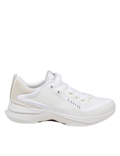 Lanvin Logo-detail Mesh Sneakers In White/white