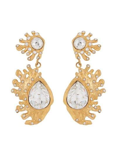 Oscar De La Renta Pear-shaped Cactus Earrings In Crystal