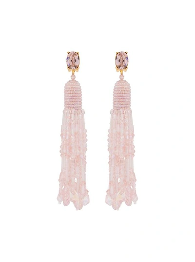 Oscar De La Renta Dripping Tassel Clip-on Earrings In Pink