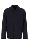 Apc Wool Button-up Jacket In Darknavy