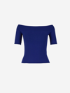 Alexander Mcqueen Bardot Knit Top In Navy